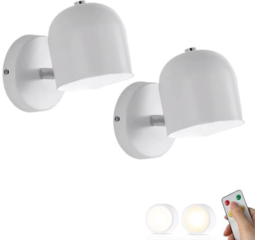 Genérico Juego de 2 Bombillas LED Modernas Recargables Regulables A Batería Y con Mando A Distancia Inalámbricas Apliques de Pared LED Color Negro para Dormitorio Habitación de Niños Sala de Estar
