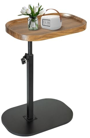 SHEBUYLLI Small Side Table, C Shaped Bed Side Table for Living Room Bedroom