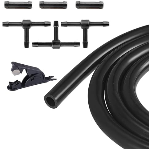 Silicone Vacuum Tubing Hose 2M with Nylon Connections 2Sizes/6PCS 130PSI Engine Automotive Replacement 3mm Thickness Vacuum line Kit for Air and Water (ID/OD:3mm/9mm+Tube Cutter)