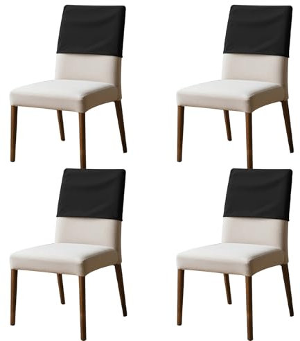 4Pcs Dining Chair Back Covers Elastic Polyester Chair Back Protective Cover Waterproof Dustproof Backrest Slipcover Washable Removable Chair Protector for Banquet Kitchen Party Hotel(Small,Black)