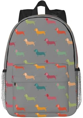 KPXXAQT Bequemer Rucksack mit niedlichem Dackel-Motiv, für Schule, Reisen, Outdoor-Aktivitäten, Erwachsene, Wanderbegeisterte