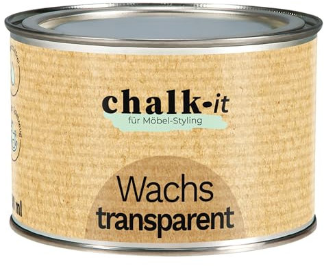 chalk-it Möbelwachs 400ml Transparent Möbelschutz Holzwachs Pflege Wachs Kreidefarbe Möbelpflege & Holzschutz mit Bienenwachs Finish Versiegelung Vintage Shabby Chic