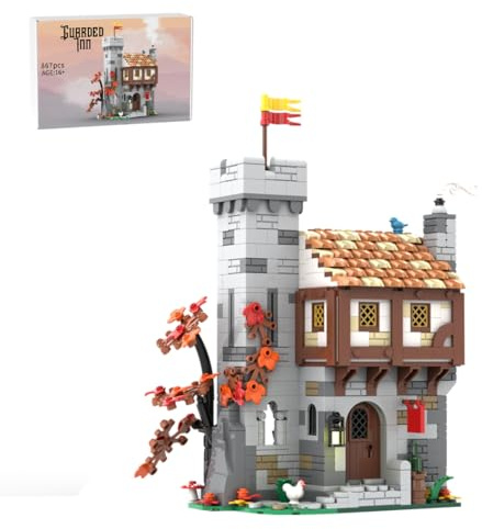 BlocteckToy Klemmbausteine Mittelalterliche Burg Bauklötze, 867PCS Modularer Baukasten mit - Sammlerdisplay für Erwachsene und Jugendliche, MOC-221881