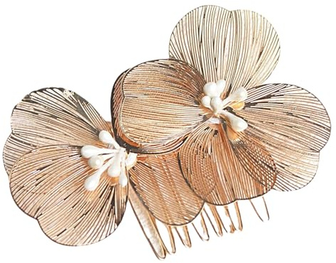 Handgefertigter Barockstil Braut Blume Haarkamm Hochzeit Accessoires Metallic Haarnadel Hochzeit Foto Braut Pin