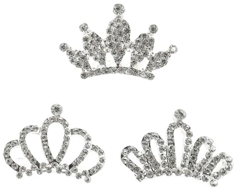 SKISUNO Lot de 3 Peignes à Cheveux Diadème pour Bébé Fille, Petit Accessoire Strass, Coiffure Garçon et Filles pour Anniversaire Fête Noël Plusieurs styles