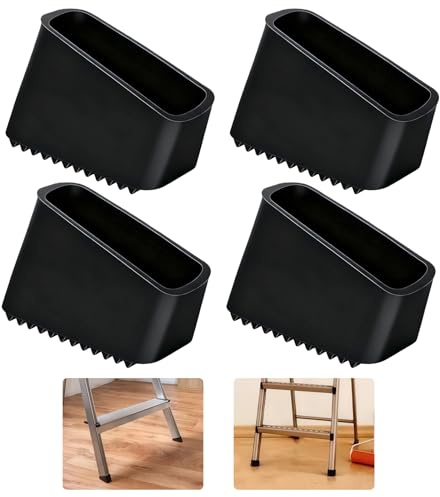 4 stycken halkfria stegefötter, 50 x 20 mm stege fötter svart, universell stege fotskydd, fotmössa/skyddskåpa stegfot för stegar halkfria fötter matta för hemmaarbetare fällbar stege