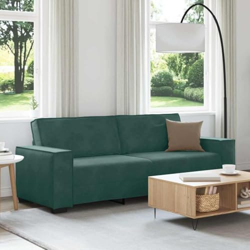 SKTQYQO 3-Sitzer-Sofa aus dunkelgrünem Samt 180 cm Robuste Struktur aus Holz und Metall für modernes Wohnzimmer mit gepolstertem Sitz und großer Armlehne Dieses Dreisitzer-Sofa