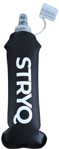 STRYQ Soft Flask 500ml, Collapsible Running Water Bottle, Leakproof Bite Valve with Cap, 42mm Wide Mouth, TPU BPA Free Hydration Flask for Running Vest, Trail, Marathon, Hiking x2 (2)