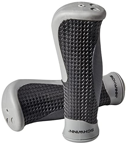 Schwinn Ergonomischer dreilagiger Gel-Komfort-Fahrradgriff, strukturiertes Muster, strapazierfähiges Gummi, passend für Standard-Lenker mit 22,2 mm, Schwarz/Grau, Erwachsenengröße