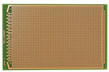 Velleman Eurocard, 100 x 160 mm, 1 Kontakt pro Insel, einseitig, Eurodin DIN41612 und DIN41617, Epoxidharz FR-4, grün