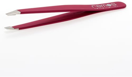 REMOS Mini pinzetta per sopracciglia, realizzata a mano, in acciaio inox, fucsia