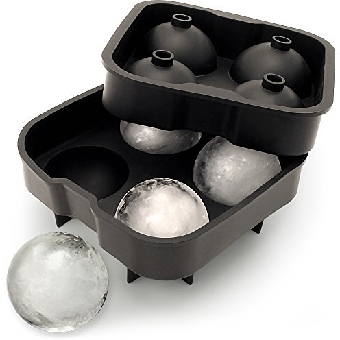 igadgitz home U6618 Silicone Ice Ball Mould Food Grade 4x4.5cm Sphere Ice Rounds Ball Maker for Cocktail, Whiskey, Liquor & Other Drink - Pack of 1