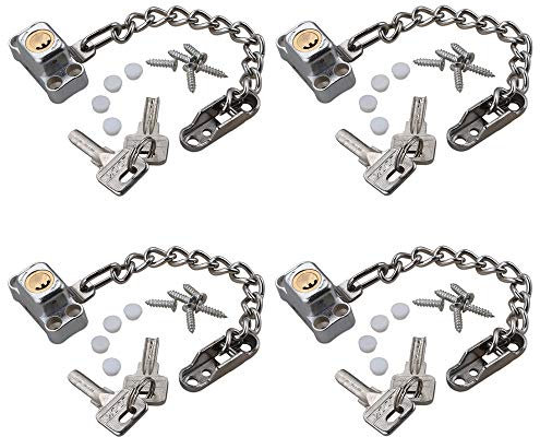 Fenster- und Balkontürsicherung, Sicherheits-Türkette, Türkette abschließbar, Ketten Fenster Türriegel für Baby und Kind Sicherheit, 16,5 cm Länge, Aluminiumlegierung Material ( Color : 4X )