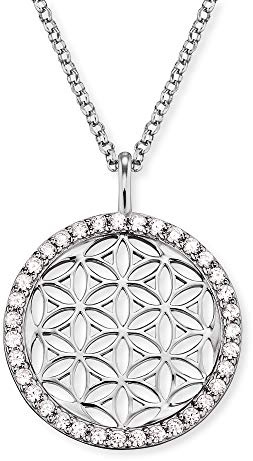 Engelsrufer Damen Halskette aus Sterling Silber mit Lebensblume Anhänger - besetzt mit Zirkonia Steinen - Karabinerverschluss - längenverstellbar - nickelfrei