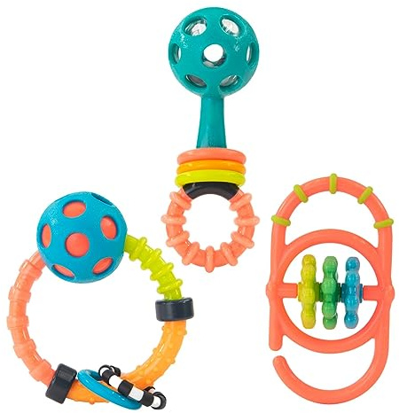 Sassy My First Rattles Newborn Gift Set with 3 Soft and Flexible Rattles, Ages 0+ Months