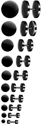 Feilok Lot de 10/30 paires de boucles d'oreilles en acier inoxydable pour homme et femme - Clous d'oreilles pour homme et femme - Faux plugs - Faux écarteurs - Boucles d'oreilles avec tige - Ensemble