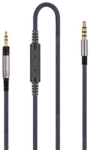 Cable de audio de repuesto, compatible con auriculares Sennheiser HD6 Mix, HD 7 DJ, HD 8 DJ y Samsung Galaxy Huawei Android con micrófono en línea y control remoto de volumen