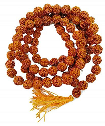 NK GLOBAL Rudraksha Mala 108 pärlor Japa Mala tibetanska, buddhist, hinduiska bönpärlor som sjunker radband pärlor helig kedja, bön halsband, Metall
