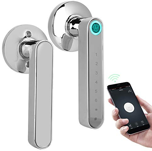 Elektronisches Türschloss, Biometrisches Fingerabdruck-Türschloss, Schlüsselloses Bluetooth-Türschloss, Haussicherheitspasswort-Türschloss mit Fingerabdruck-Türgriff, Transponder, Code (Chrom)
