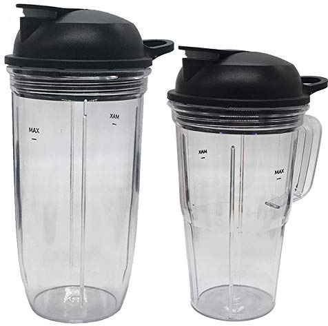 Replacement Juicer personal jar 24oz handle cup and 32ozcup with to go lid, Compatible with NutriBullet Blender Combo/PRO 1000/ Select Blender (4, 1 * 32oz cup+1 * 24oz handle cup+2*lid)