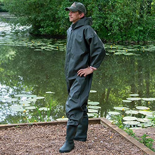 DNA Leisure Mens PVC Full Body Waders Dry Suit With Boots For Floods Work Fishing Heavy Duty (EU Size: 41 UK Size: 7)