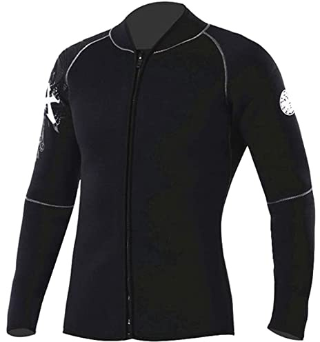 MYENA 5mm Warme Neoprenanzug Jacke Herren Tauchanzug Surfen Tauchanzugjacke Geeignet für Sommerstrand Tiefes Meerentauchen,Schwarz,L