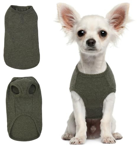 Hundeshirt für Kleine Hunde | Sommer Hund T-Shirt Atmungsaktiv & Leicht | Weich & Bequem, Rundhals Design | Hunde Bekleidung | Chihuahua, Yorkshire Terrier (Grün XS)