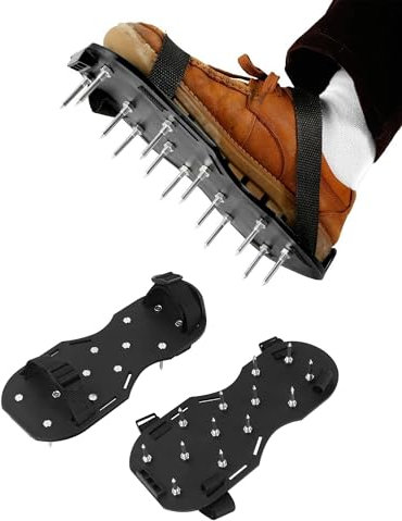 Holdfiturn 1 Pairs of Nail Spiked Aeration Shoes Lawn Aerator Shoes 20 mm Studded Soles Spikes Screed Flooring for Effectively Aerating Lawn Grass Yard Soil