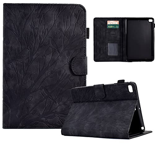 Bxithnr® Hülle für iPad 9.7 Zoll 2018/2017 (iPad 6./5. Generation) Tablet Schutzhülle PU Leder mit Standfunktion Stifthalter und Kartentasche Flip Cover Case Baum auch für iPad Air 2/Air 1 - Schwarz