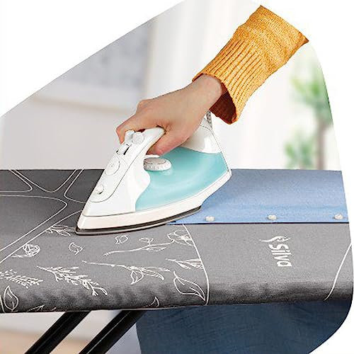 Silva Funda para tabla de planchar de 117 x 37 cm para estación de planchado a vapor, 100 % algodón y espuma de 4 mm, planchado rápido, M para superficies de planchado de 108 a 117 x 30-37 cm (M,