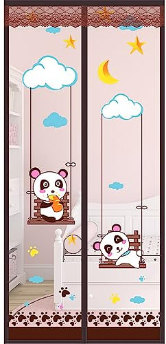 Hixingo Fly Screens for Doors, Door Fly Screen Curtain, Easy to Install Fly Curtains for Doors, Magnetic Door Fly Screen, Lets Fresh Air in Keeps Bugs Out (80x190cm,Swing Panda)