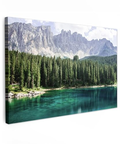 MuchoWow© Leinwand Groß XXL Deko Schlafzimmer Aesthetic Leinwandbilder | 120x80 cm - Wohnzimmer Gemälde Foto Geschenk Living Room Decoration Landschaftsbilder - Bilder Natur - Berg - Bäume - Wasser