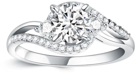 Molioaki Verlobungsring Damen Silber 925 Eheringe Ringe Frauen Diamantring 1ct 5A Zirkonia und drei Steine Verlobungsringe mit Geschenkbox Verlobung Hochzeit Geschenk