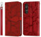 Rostsant Sony Xperia 1 V 2023 Case Cover Embossed Tree PU Leather Magnetic Closure Protective Phone Case Card Slots Wallet Flip Case for Sony Xperia 1 V Red