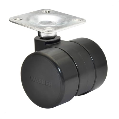 WAGNER Design Möbelrolle/Lenkrolle - hart - Durchmesser Ø 38 mm, Bauhöhe 40 mm, schwarz, Anschraubplatte 42 x 42 mm, Tragkraft 70 kg - Made in Germany - 01003889