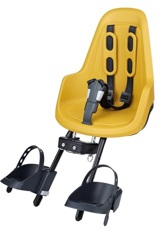 BOBIKE 8012000023 - Silla Portabebé Bicicleta Delantera One Mini Anclaje en Cuadro – Segura y Elegante para niños de 9 Meses a 3 años, hasta 15 kg, Mostaza Poderosa