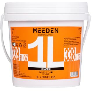 MEEDEN Orange akrylfärger 1L: Kraftig kroppsblank akrylfärg för canvas, trävägg, Stor akrylfärg - Vattentät & Giftfri och snabbtorkande - Orange