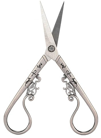 Forbici da ricamo e cucito, stile vintage, in acciaio inox, per carta e tessuto, per uso domestico e quotidiano (grigio scuro)