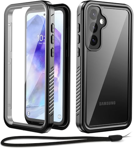 Beeasy für Samsung Galaxy A55 5G Hülle, IP68 Wasserdicht Outdoor Handyhülle 360 Grad Schutzhülle, Samsung A55 Case Stoßfest Staubdicht Wasserfest Panzerhülle mit Displayschutz, Schwarz