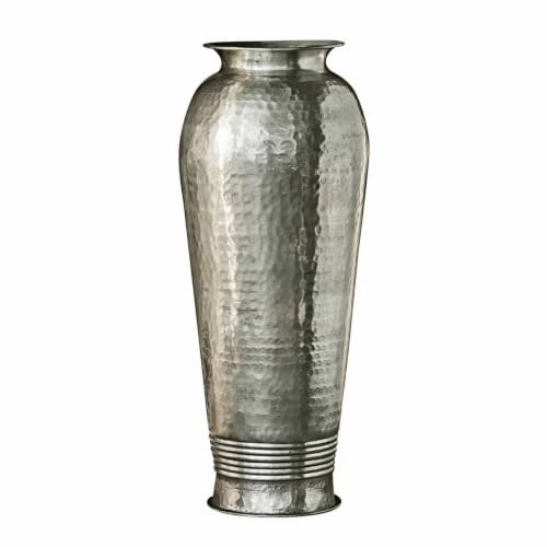 Loberon Schirmständer Saba, antiksilber | dekorative Hammerschlag-Optik, auch für Trockenblumen geeignet, Aufbewahrung, Flur-Accessoire, Aluminium