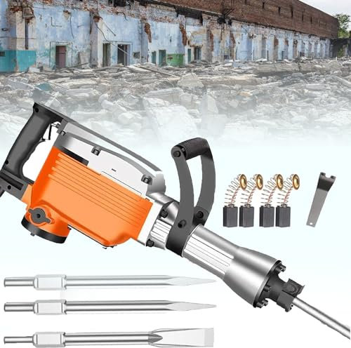Martello Demolitore per Calcestruzzo, Martello Demolitore, con 2 Scalpelli Martello Arichi Pesanti Martello Demolitore Calcestruzzo Percussione, per Lavori Demolizione Applicazioni Pesanti,Type65