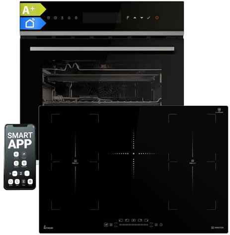KKT KOLBE | Autarkes Herdset | 60cm Einbaubackofen EB8317HC | 77cm Induktionskochfeld IH87705FZ | Drehspieß | Pizzafunktion | Grill | Umluft | Heißluft | Timer | Air Fry Gitterrost | SET8317HCIH77FZ