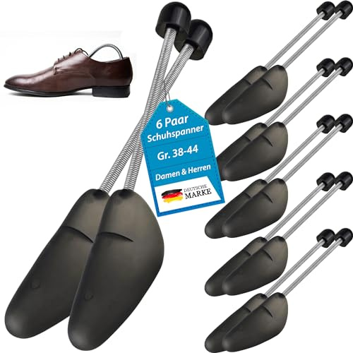 My-goodbuy24 6 Paar Schuhspanner variabel Größe 38-44, Schuhformer aus Kunststoff mit Metall-Spiralfeder, Schuhstrecker, Schuhformer für Herren & Frauen