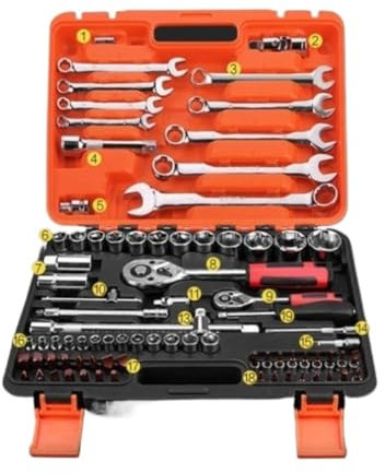 Caisse A Outil Malette Outils Jeu De Clés À Douille 84 Pièces, Kit D'outils Manuels Ménagers, Ensemble D'outils De Réparation Automobile Avec Boîte À Outils Portable Boite A Outils Complete