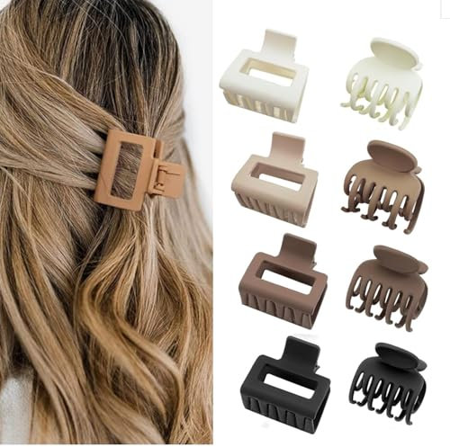 Haarklammer Damen,8 Stück Mittelgroße Haarklammern Starkem Halt Haarklauenclips Matt Hairclips für Dünnes Haar Dickes Haar