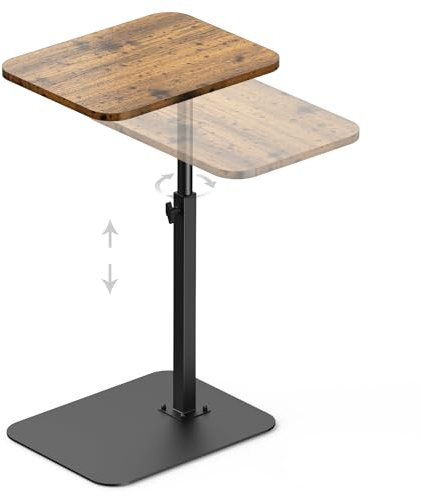 HzTinT TV Tray Side Table Sofa Tray for Couch Heavy Metal Base Swivel/Adjustable Height, Sofa Bed Bathroom Living Room, Study TV Tray C Shaped End Table Food Snack Trays for Eating Small Spaces