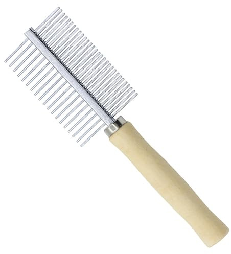 PET Grooming Comb Metal Double And Single Row Wooden Handle For Dogs Cats | Professional Deshedding Dematting Pet Supplies (Double Row),metal comb,dog combs for grooming