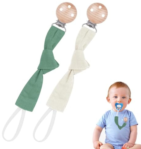 WeddHuis 2 Pièces Attache Tétine en Coton pour Bébé Fille et Garçon Cadeau pour Bébé