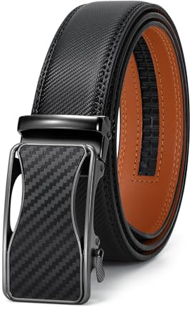 VONMELLI Cintura Uomo in Pelle, Cricchetto Automatica Regolabile 35mm, Reversibile e Personalizzabile, Idea Regalo Elegante, Adatta per Abiti e Casual Nero XXL