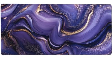 Lila Mauspad XXL 1200X600X3 MM/120 X 60CM XXL Mousepad Marmor Schreibtisch unterlage mit Vernähte Kanten and Rutschfester Gummiboden, Wasserdicht Mouse Pad für Büro Deko, Geschenke für Frauen -1448